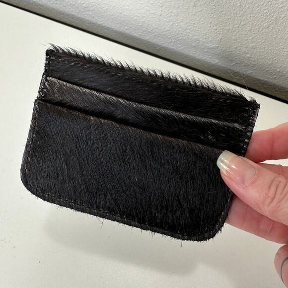 NWOT Saudara Dark Brown Mohair Coco Card Wallet - Picture 2 of 10